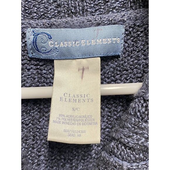 Women's CLASSIC ELEMENT 1 Button Open Cardigan Sweater Blue Sz S/C - Picture 2 of 5